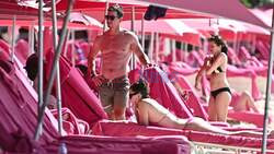 *EXCLUSIVE* *WEB MUST CALL FOR PRICING* 52-year old American Actor Mark Wahlberg continues to defy his age as he shows off his impressive physique out in the blazing hot sunshine during his family holiday at Sandy Lane Hotel in Barbados.