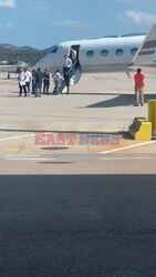 *EXCLUSIVE* French superstar footballer Kylian Mbappe pictured arriving in Sardinia.