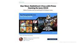 Amazon Prime Gaming Reveals Free June 2024 Titles, Including Star Wars Battlefront 2