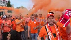 Sea of orange in Hamburg as Netherlands fans arrive for match - AFP