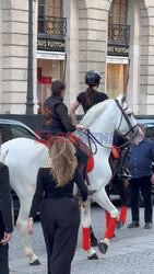 *EXCLUSIVE* Kendall Jenner rides a horse during the preparations for the Vogue World event at Paris Fashion Week Model