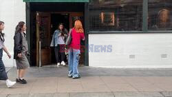 *EXCLUSIVE* Anyone know a good tailor? Stacey Dooley was spotted out with friends in a pair of torn jeans in London’s Soho