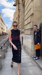 Karlie Kloss strolls the streets of Paris after the Show Schiaparelli during Paris Fashion Week.