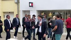 President Macron and his wife in casual dress in Le Touquet after voting - AFP