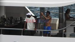 *EXCLUSIVE* Basketball star Dwyane Wade with wife Gabrielle Union relaxing on a luxury yacht with Udonis Haslem, and Dorell Wright in Portofino celebrating Dwayne and Gabrielle's 10th wedding Anniversary.