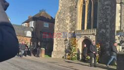 Liam Payne's Girlfriend Kate Cassidy and Elizabeth Hurley's son Damian Hurley arrive at the Funeral of the Former One Direction star Liam Payne.