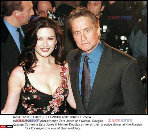 Michael Douglas and Catherine Zeta Jones at the Douglas' family dinner, at the Russian Tea Room, the nite before the Michael Dou