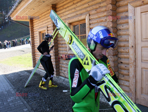 Trening Adama Małysza na nowej skoczni w Wiśle