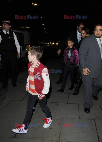 Victoria Beckham takes her sons Cruz and Romeo to dinner at Heron Tower