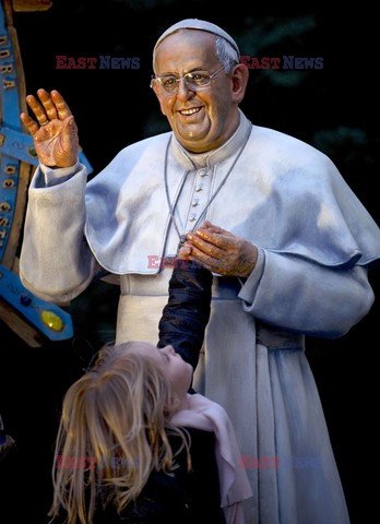 A statue of Pope Francis, which was placed at the site in Buenos Aires 