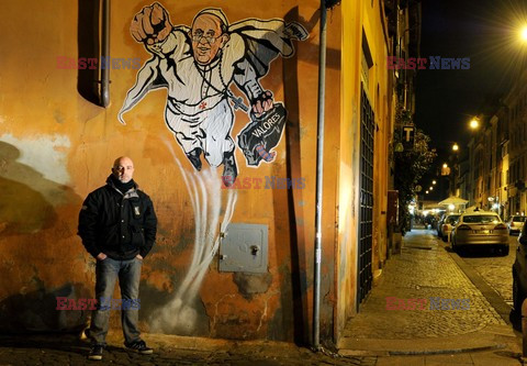 Mural, grafiti z Papieżem Franciszkiem