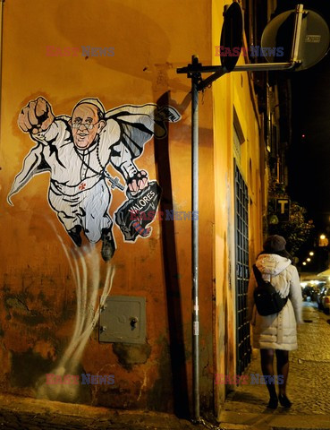 Mural, grafiti z Papieżem Franciszkiem