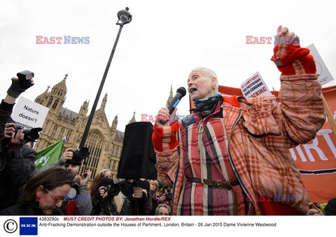 Vivienne Westwood protestuje przed londyńskim parlamentem