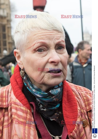 Vivienne Westwood protestuje przed londyńskim parlamentem