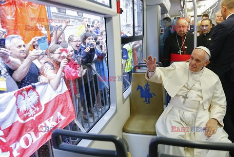 ŚDM 2016 - Papiez podróżuje tramwajem - Przekazanie kluczy do bram Krakowa