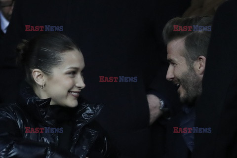 Bella Hadid i David Beckham na meczu Realu Madryt