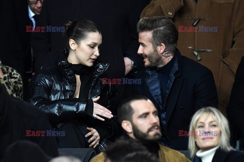 Bella Hadid i David Beckham na meczu Realu Madryt