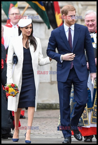 Brytyjska rodzina królewska i goście w Westminister Abbey