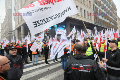 Protest górników w Warszawie