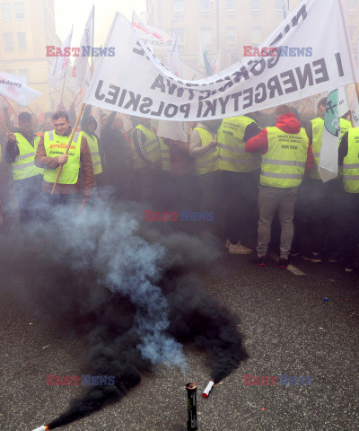 Protest górników w Warszawie