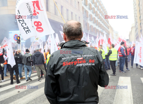 Protest górników w Warszawie