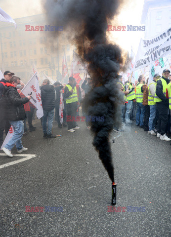 Protest górników w Warszawie