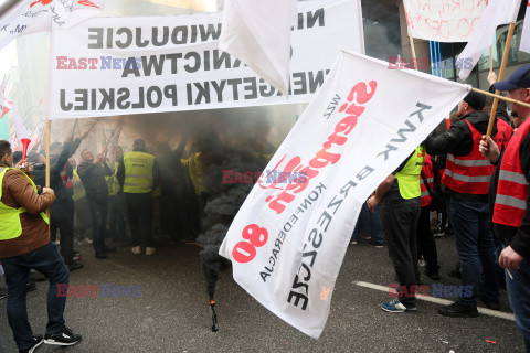 Protest górników w Warszawie