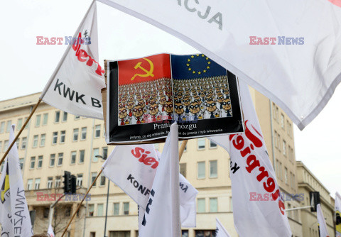 Protest górników w Warszawie