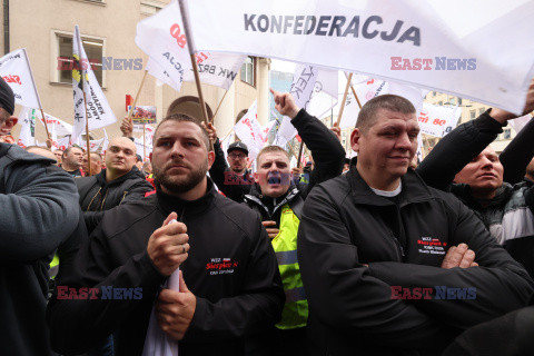 Protest górników w Warszawie