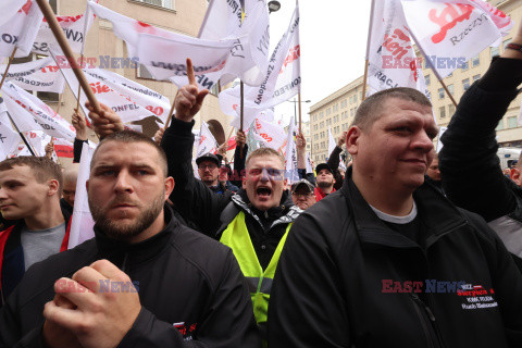 Protest górników w Warszawie