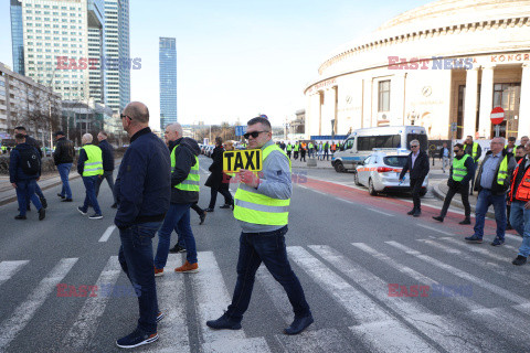 Protest taksówkarzy w Warszawie