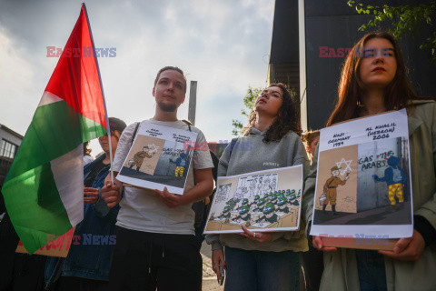 Propalestyńska demonstracja przeciwko wystawie w Krakowie