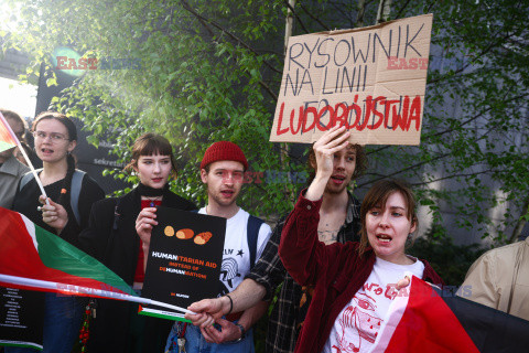 Propalestyńska demonstracja przeciwko wystawie w Krakowie