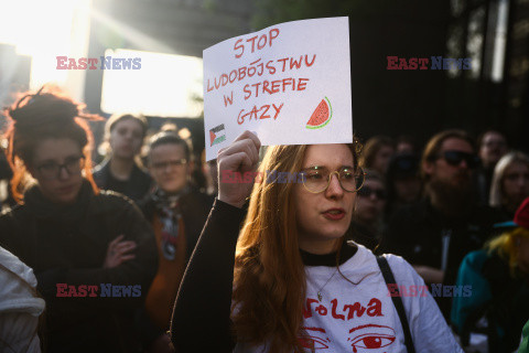 Propalestyńska demonstracja przeciwko wystawie w Krakowie