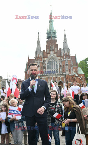 Aleksander Miszalski i Rafał Trzaskowski na spotkaniu wyborczym w Krakowie