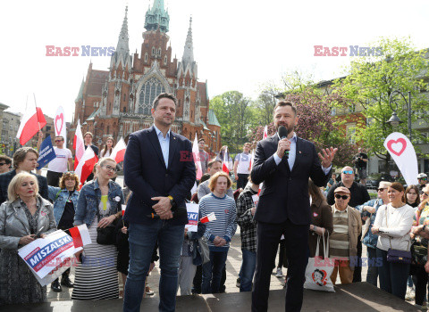 Aleksander Miszalski i Rafał Trzaskowski na spotkaniu wyborczym w Krakowie