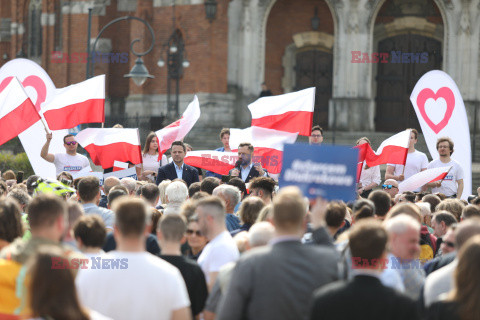 Aleksander Miszalski i Rafał Trzaskowski na spotkaniu wyborczym w Krakowie