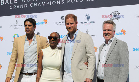 Meghan Markle i książę Harry za zawodach Salute Polo Challenge