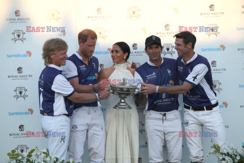 Meghan Markle i książę Harry za zawodach Salute Polo Challenge