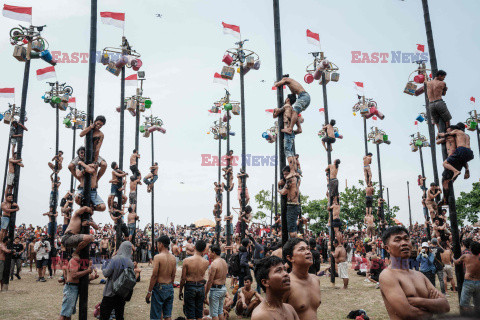 Tradycyjna gra Panjat Pinang w Indonezji