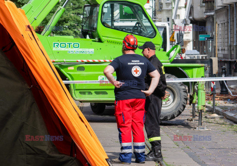 Rozbiórka spalonej kamienicy przy ulicy Kraszewskiego w Poznaniu