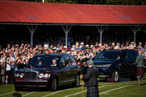 Król Karol III z małżonką na Highlands Games w Braemar