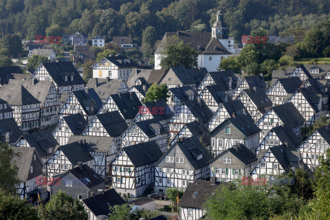 Siegerland- miasto z domami z muru pruskiego