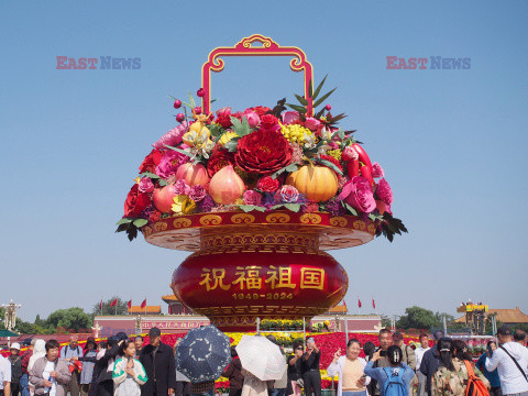 Dekoracje z kwiatów na placu Tian’anmen