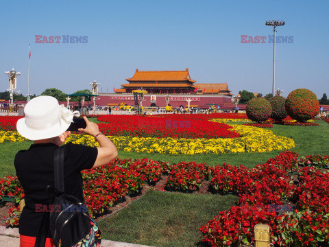 Dekoracje z kwiatów na placu Tian’anmen