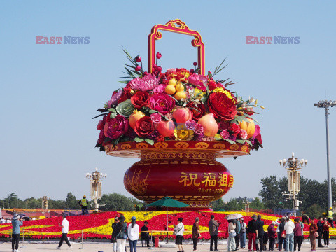 Dekoracje z kwiatów na placu Tian’anmen