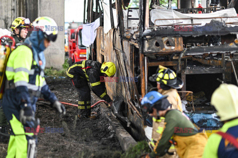 Pożar autobusu z uczniami i nauczycielami w Bangkoku