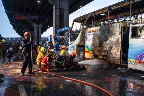 Pożar autobusu z uczniami i nauczycielami w Bangkoku