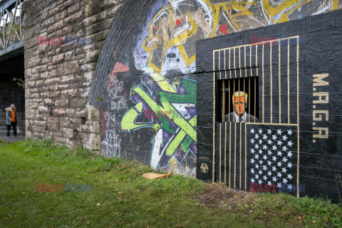 Mural z Donaldem Trumpem w Glasgow