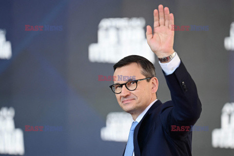 Mateusz Morawiecki na zjeździe partii Fratelli d'Italia